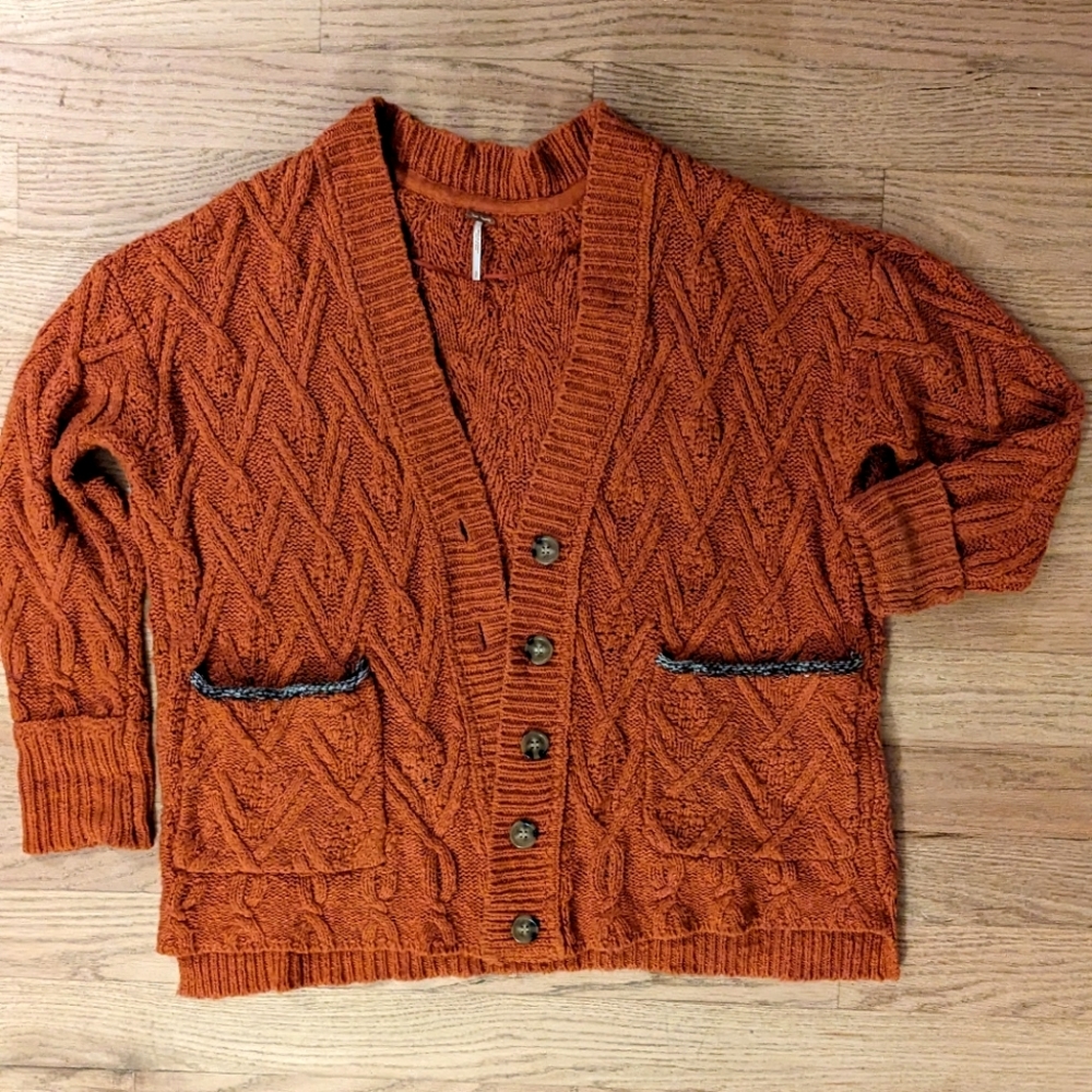 Free People Burnt Orange Chunky Sweater